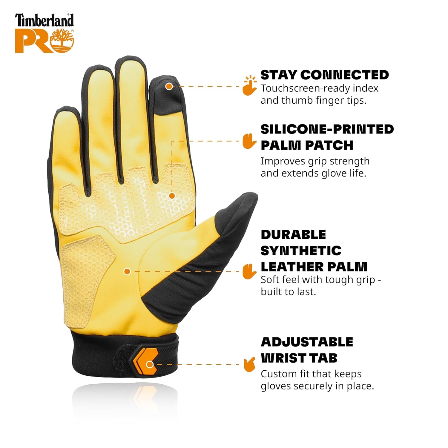 Timberland PRO Men’s All Weather Insulated Work Gloves – Waterproof Breathable Insert – Stretch Nylon Rip-Stop Back Hand – Reinforced Palm Grip – Touchscreen Compatible, Black Wheat, Large(Black Wheat)