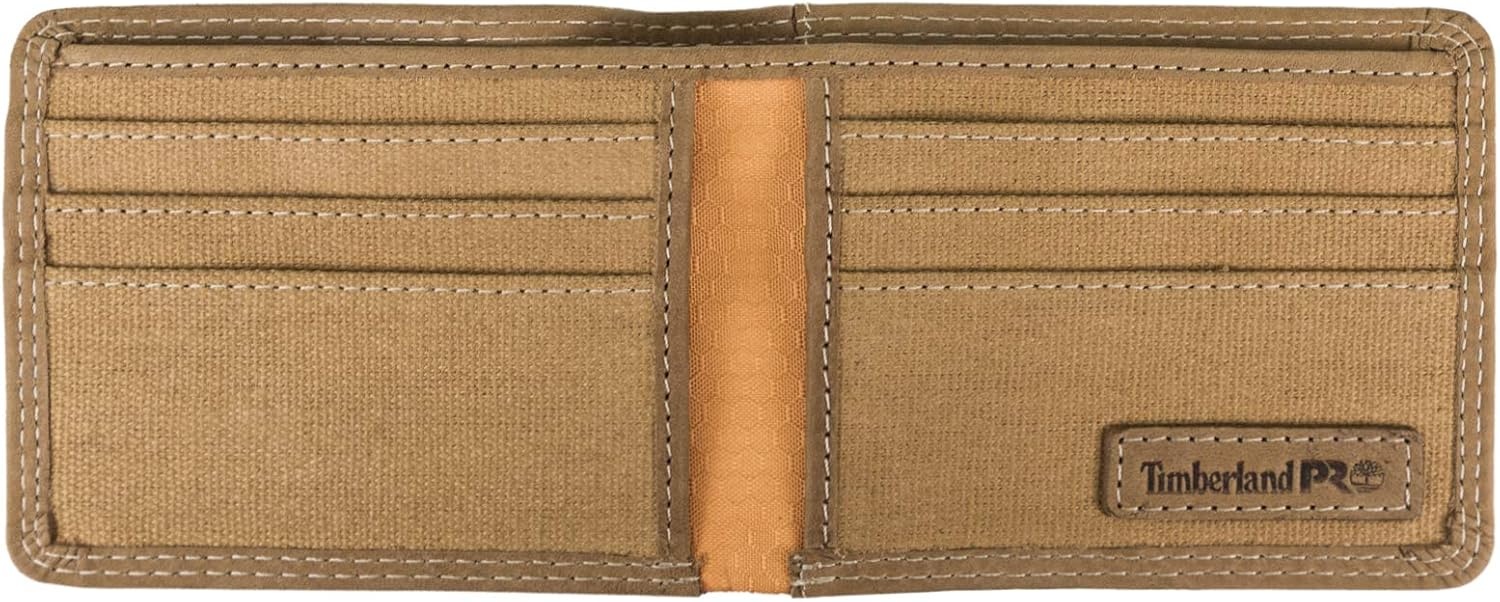Timberland PRO Men’s Slim Leather RFID Bifold Wallet with Back Id Window(Wheat/Pullman)