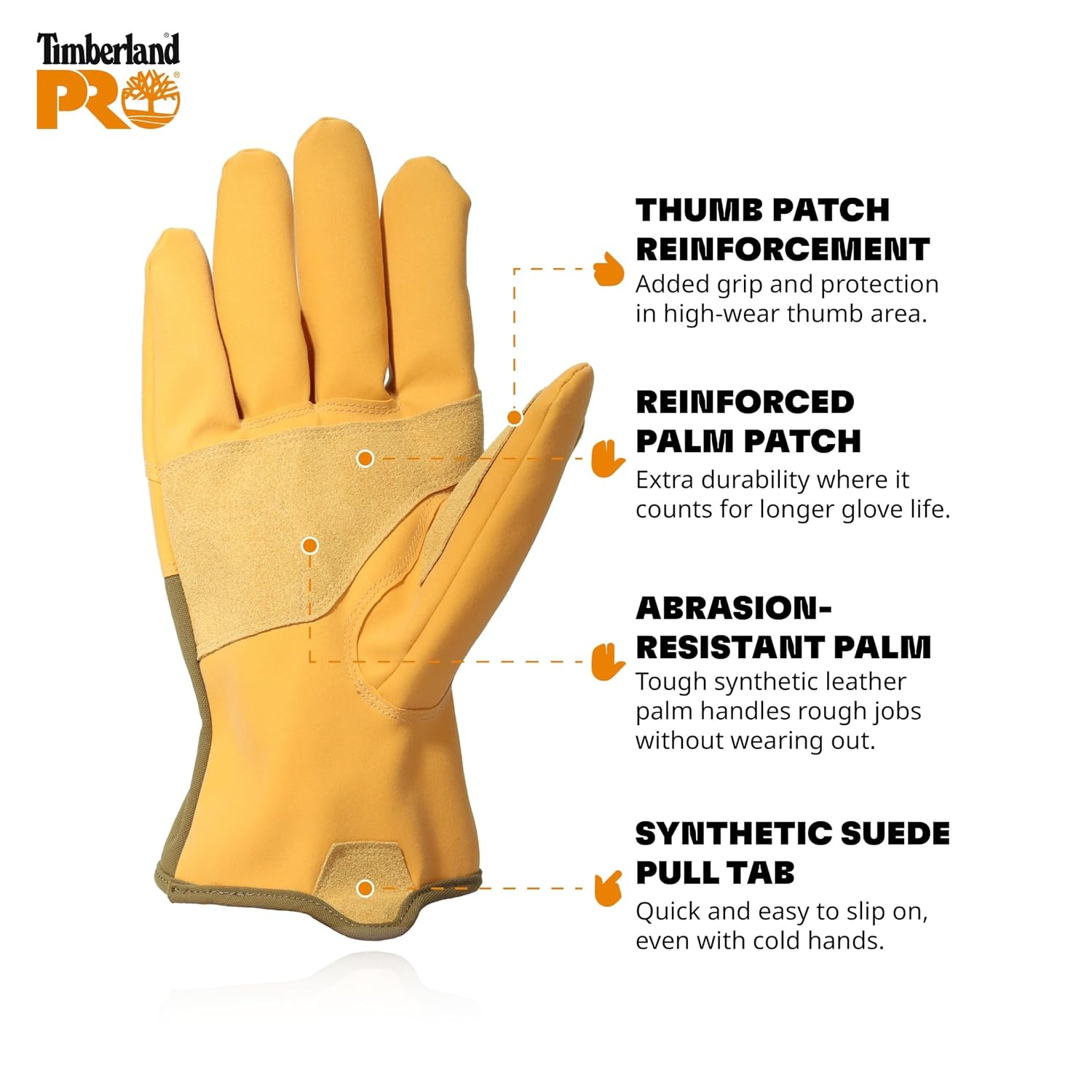 Timberland PRO Men’s Insulated Canvas and Synthetic Leather Gloves – Durable Nylon Back Hand – Reinforced Palm and Thumb – Abrasion Resistant – Machine Washable, Wheat Multi, XX-Large
