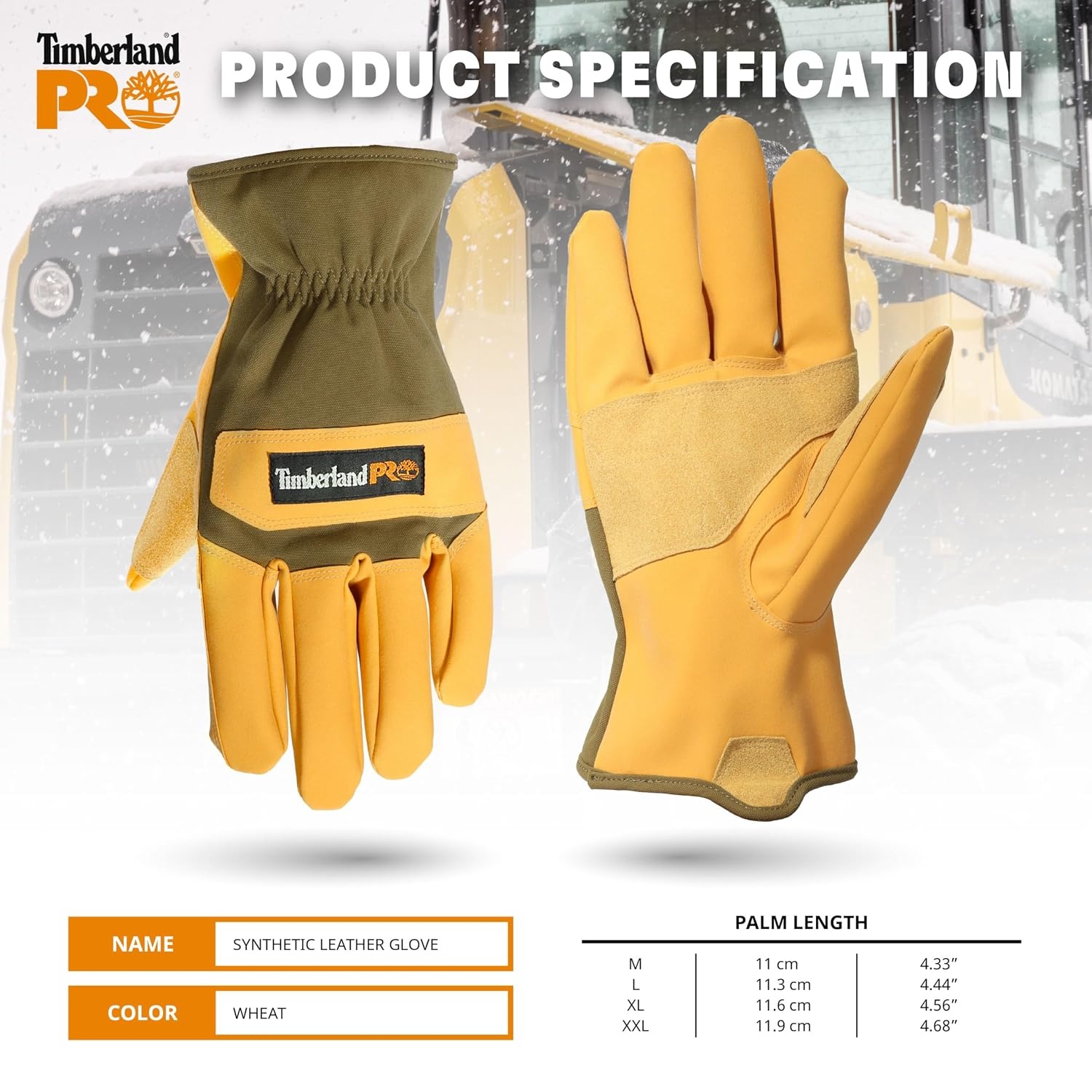 Timberland PRO Men’s Insulated Canvas and Synthetic Leather Gloves – Durable Nylon Back Hand – Reinforced Palm and Thumb – Abrasion Resistant – Machine Washable, Wheat Multi, XX-Large
