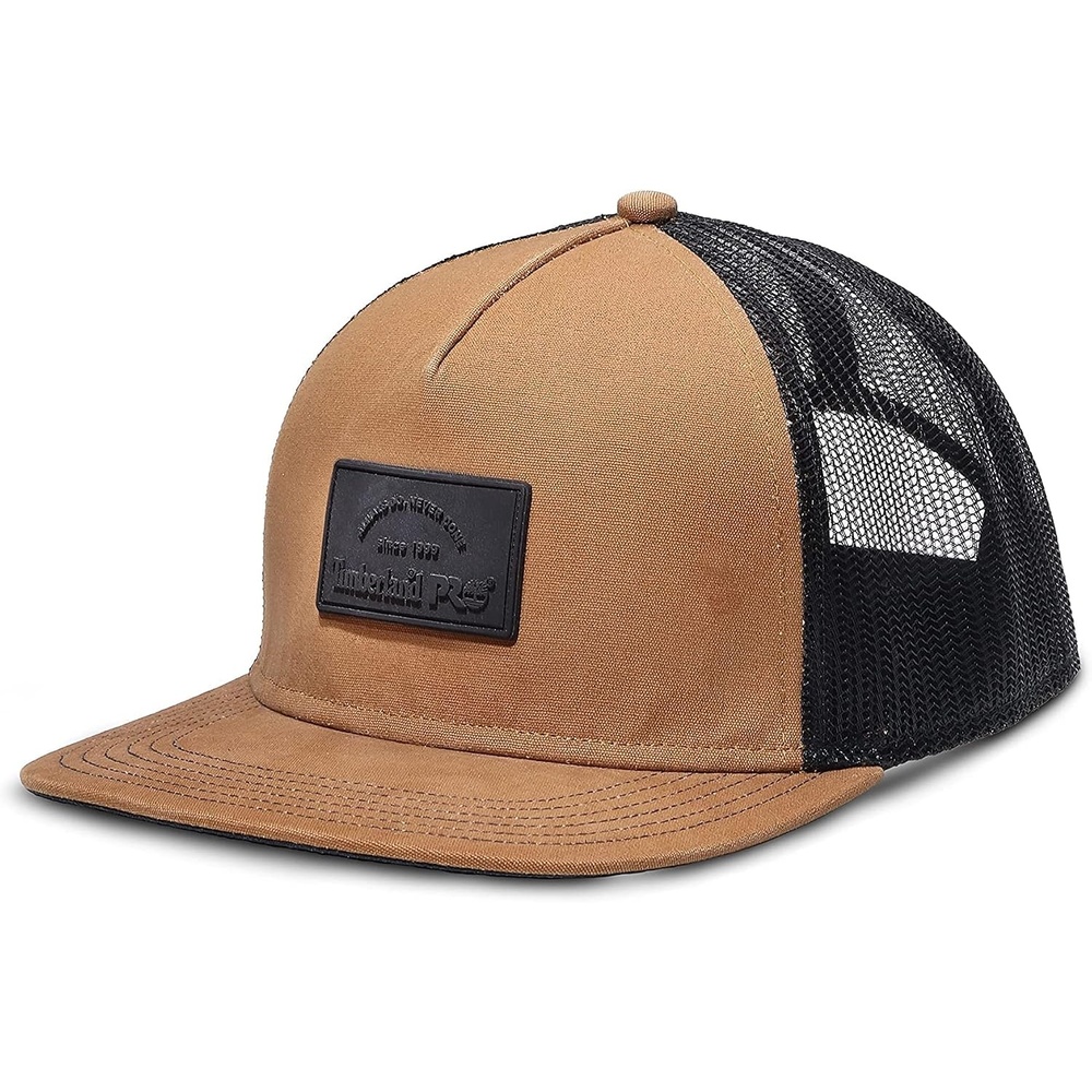 Timberland PRO A.D.N.D. Dark Logo Mid Profile Trucker Cap, Dark Wheat/Jet Black, One Size Fits All