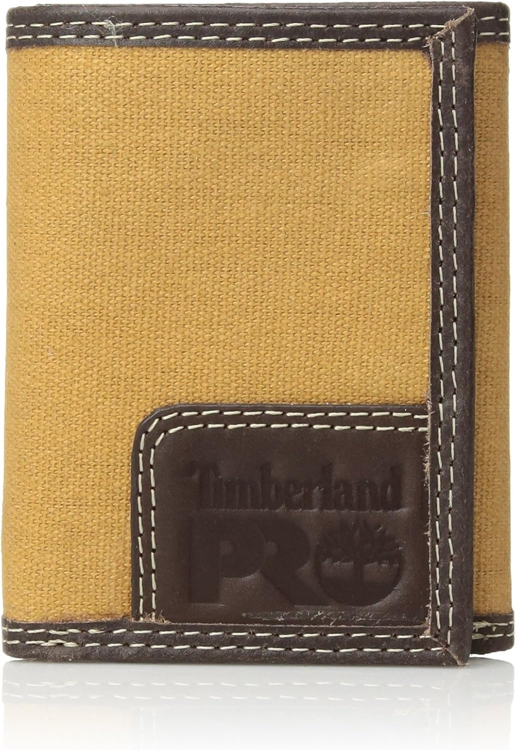 Timberland PRO Men’s Canvas Leather RFID Trifold Wallet with Zippered Pockets(Khaki)