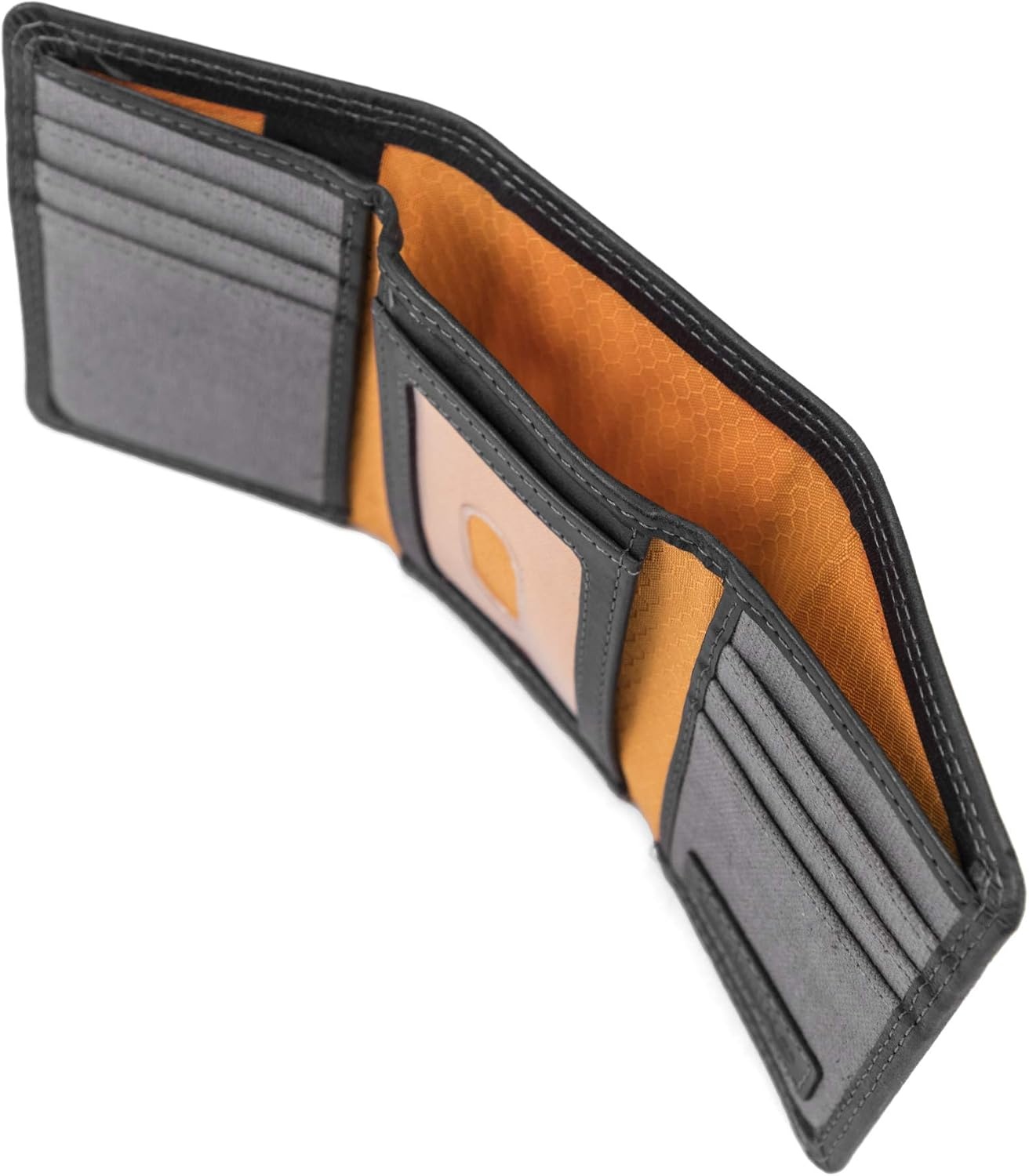 Timberland PRO Men’s Leather Trifold Wallet with ID Window, Black/Bullard, One Size(Black/Brandy)