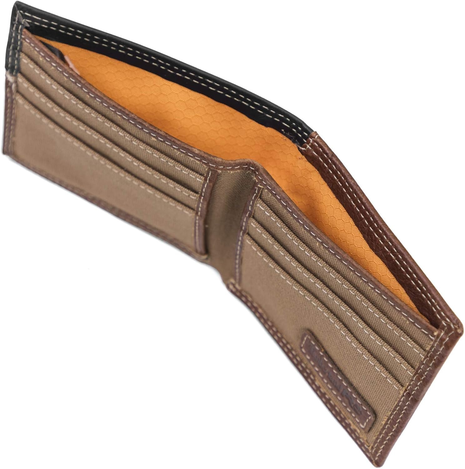 Timberland PRO Men’s Slim Leather RFID Bifold Wallet with Back Id Window(Teak)