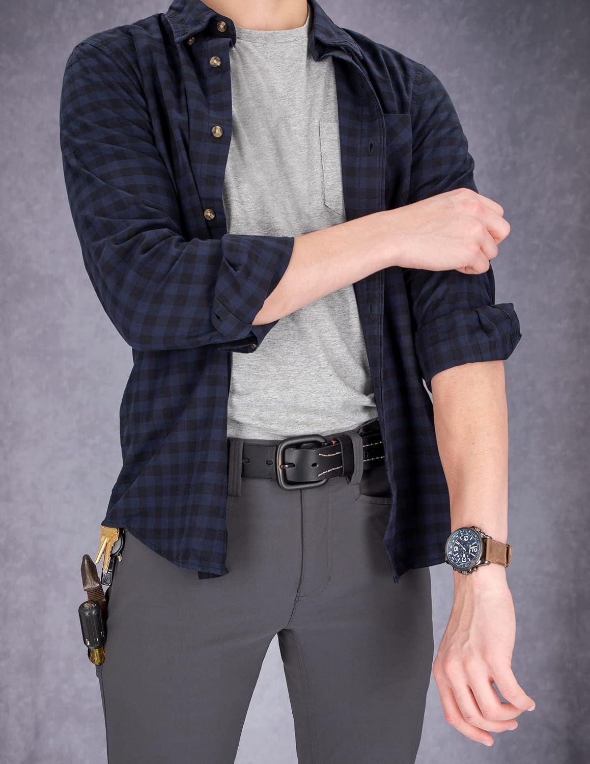 Timberland PRO 40mm Roller Buckle Leather Belt(Black/Double Stitch)