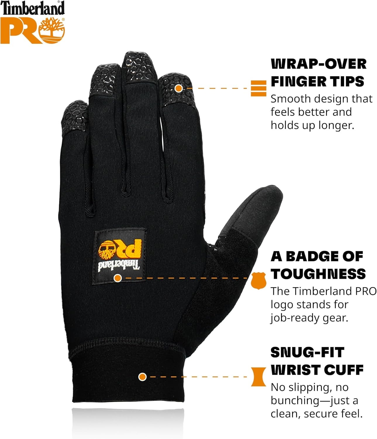 Timberland PRO Women’s Gripper Work Gloves – Nylon Back Hand – Touchscreen(Black)