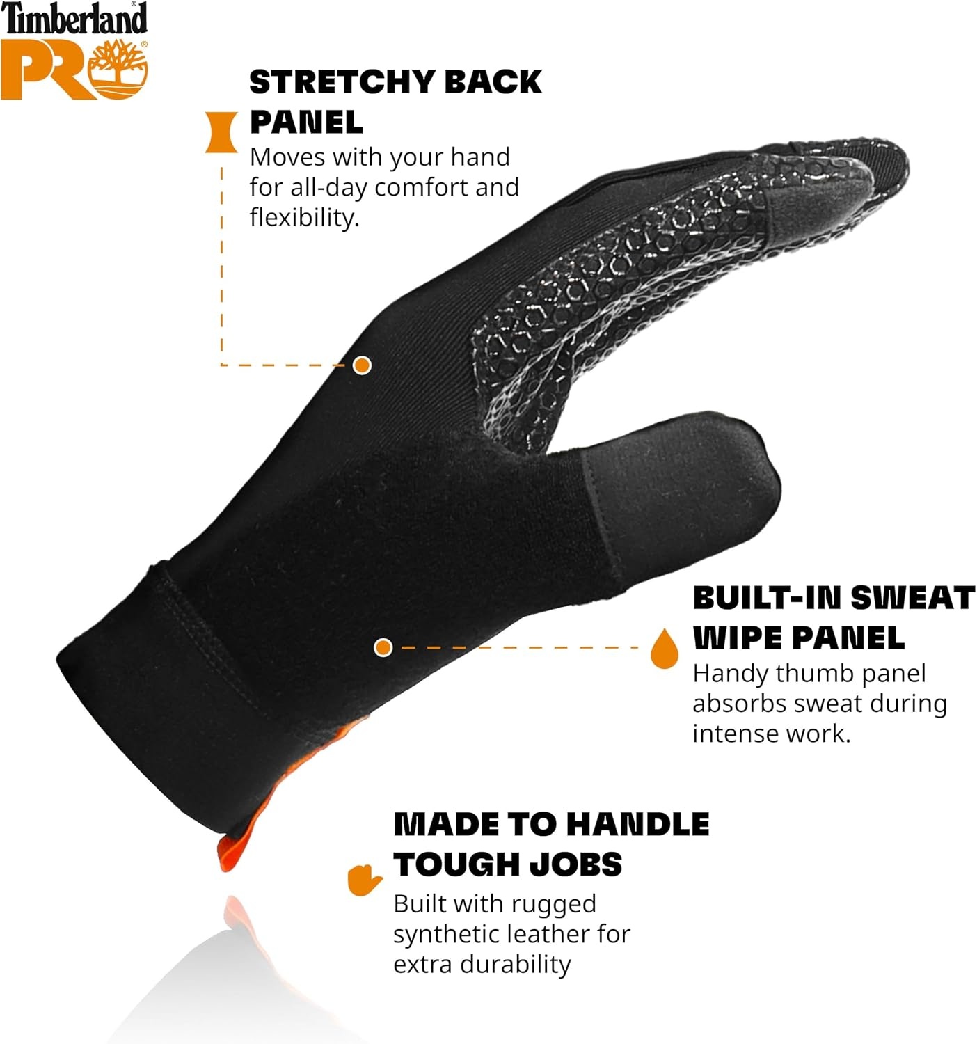 Timberland PRO Women’s Gripper Work Gloves – Nylon Back Hand – Touchscreen(Black)