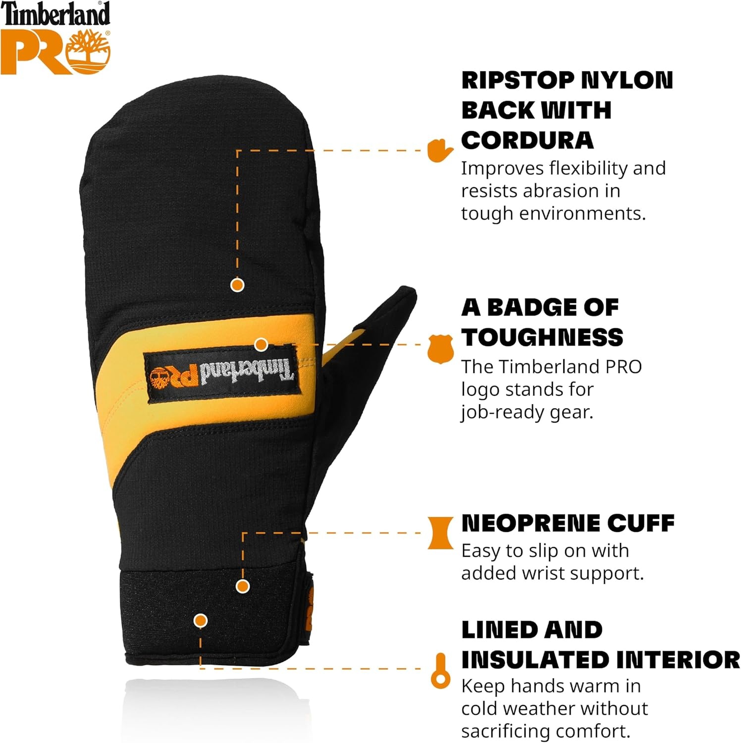 Timberland PRO Women’s Insulated Mitts – Waterproof, Grip, Touchscreen(Black Wheat)