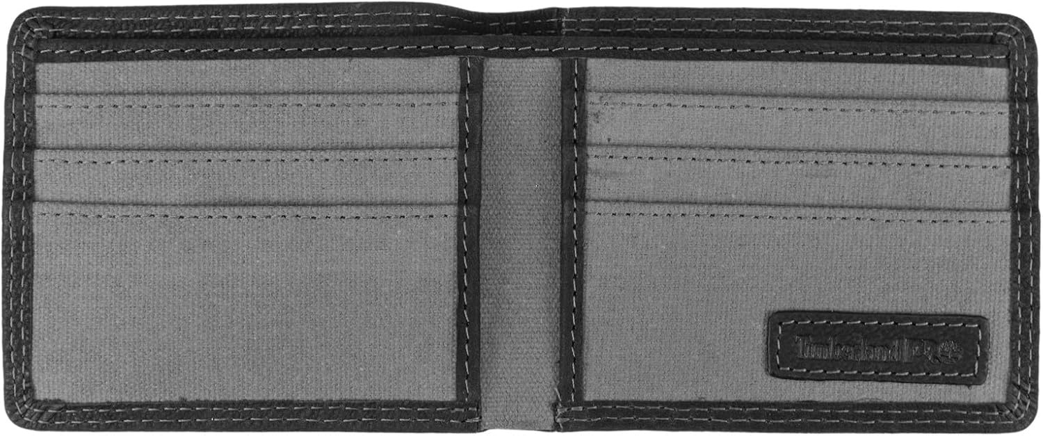Timberland PRO Men’s Slim Leather RFID Bifold Wallet with Back Id Window(Black/Bullard)