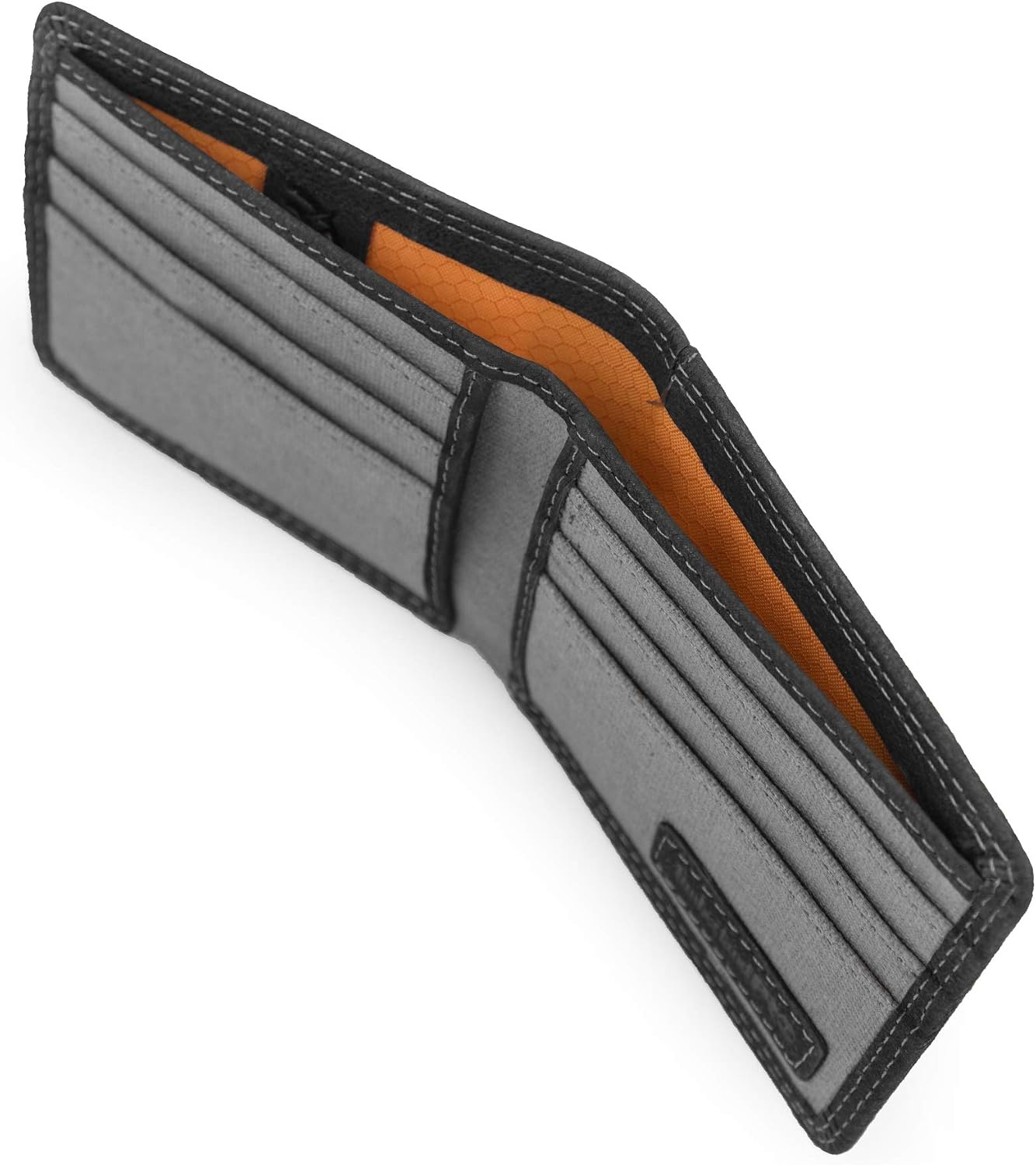 Timberland PRO Men’s Slim Leather RFID Bifold Wallet with Back Id Window(Black/Bullard)