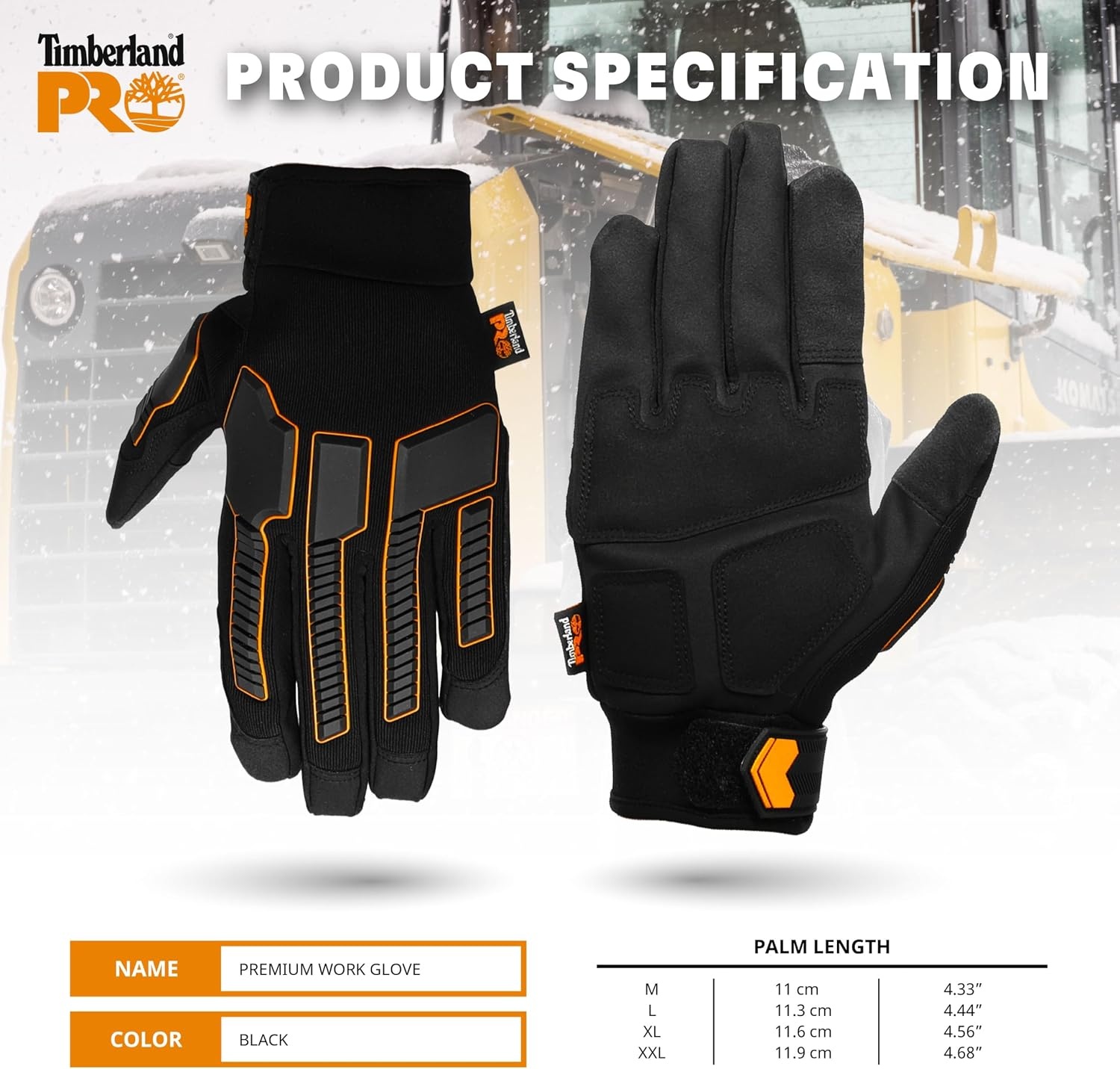Timberland PRO Men’s Premium Work Gloves -TPU Knuckle Protection – Touchscreen(Black)