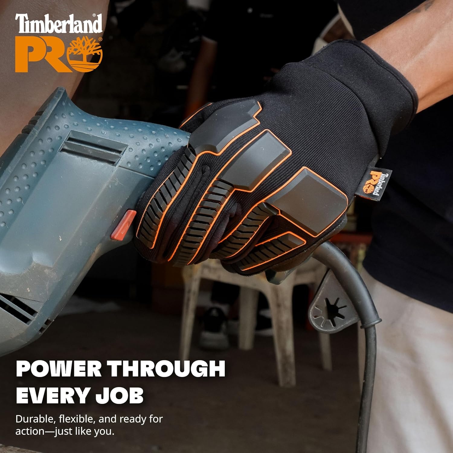 Timberland PRO Men’s Premium Work Gloves -TPU Knuckle Protection – Touchscreen(Black)