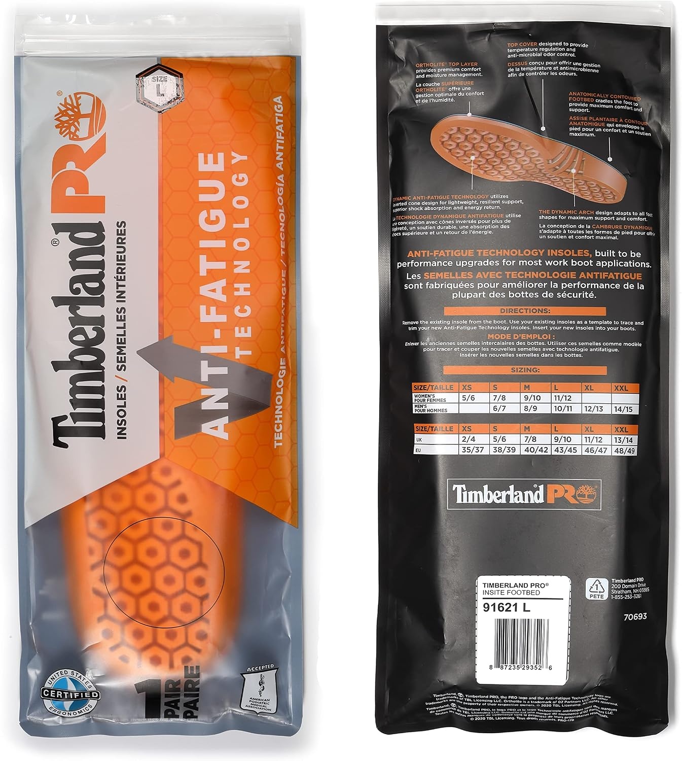 Timberland PRO Men’s Anti-Fatigue Technology Replacement Insole(Orange V1)