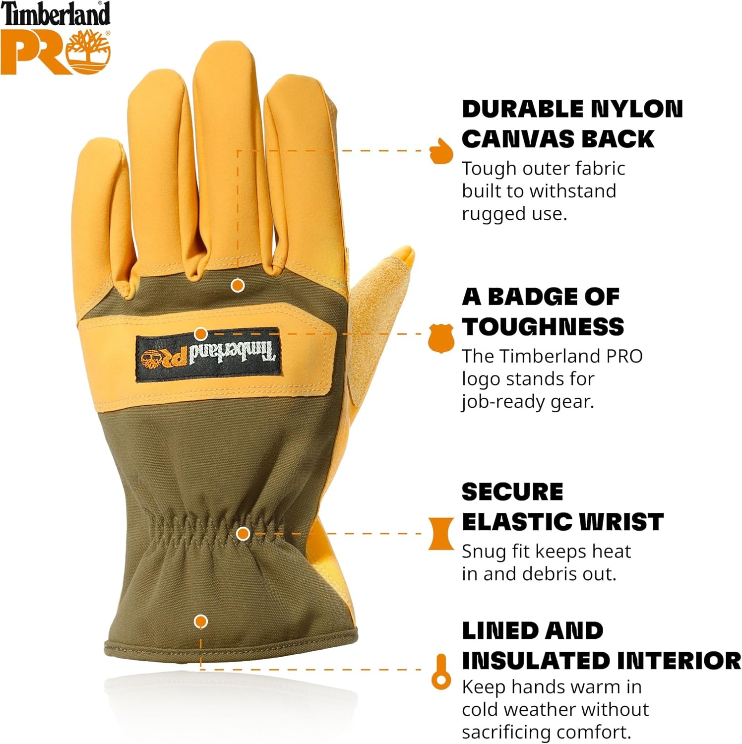 Timberland PRO Women’s Insulated Work Gloves – Durable Nylon Canvas Back Hand(Wheat Multi)