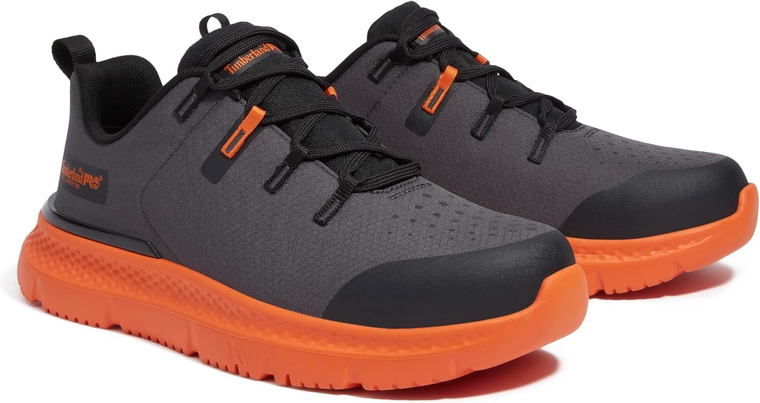 Timberland PRO Men’s Intercept Steel Safety Toe Industrial Athletic Work Shoe(Dark Grey/Orange V1)