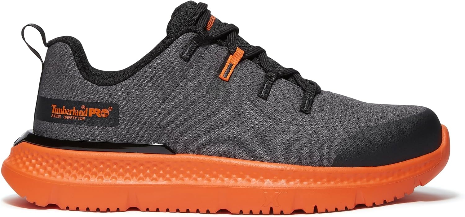 Timberland PRO Men’s Intercept Steel Safety Toe Industrial Athletic Work Shoe(Dark Grey/Orange V1)