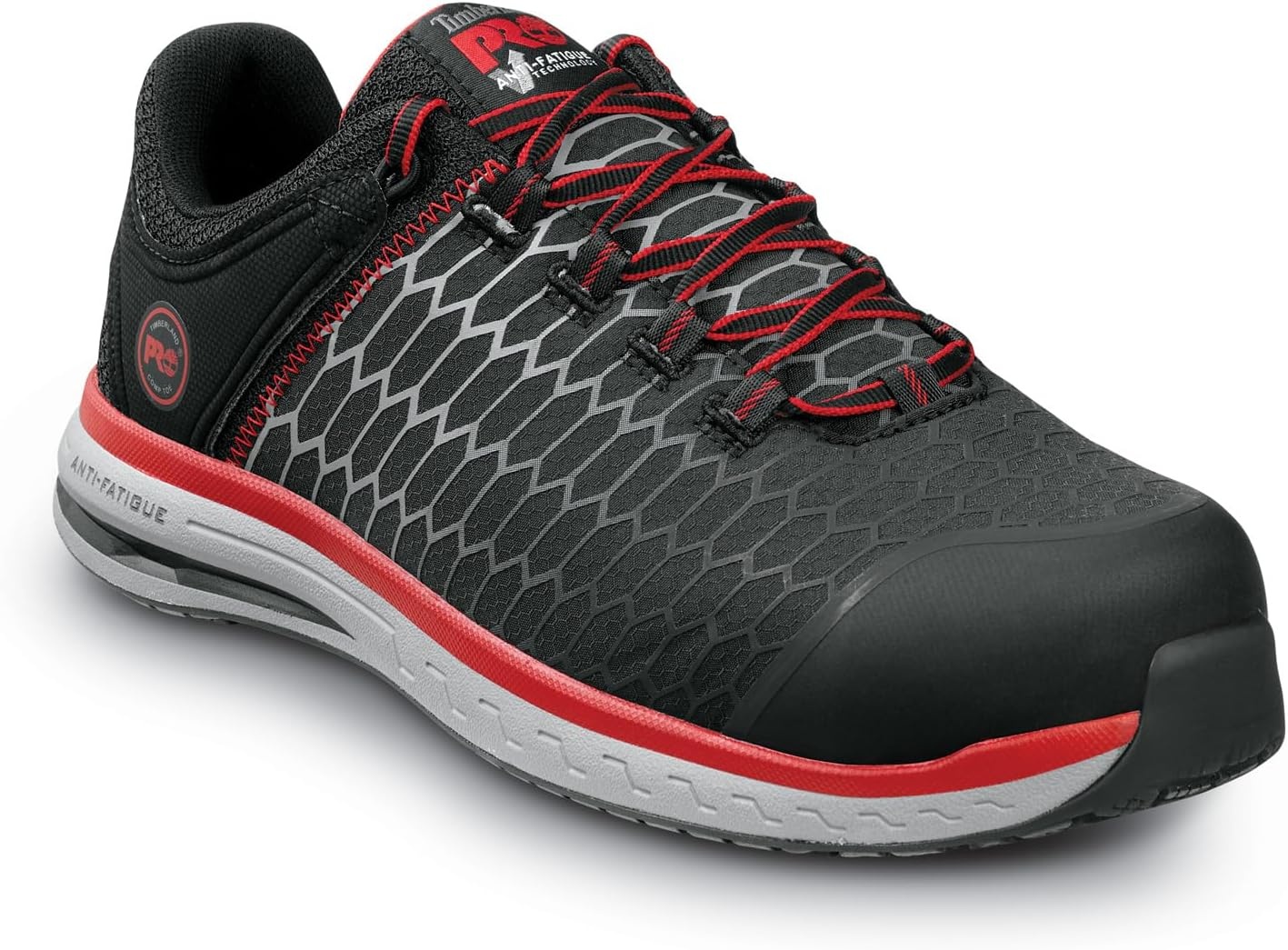 Timberland PRO Powerdrive, Men’s, Comp Toe, EH, MaxTrax Slip Resistant Low Athletic(Black/Red)