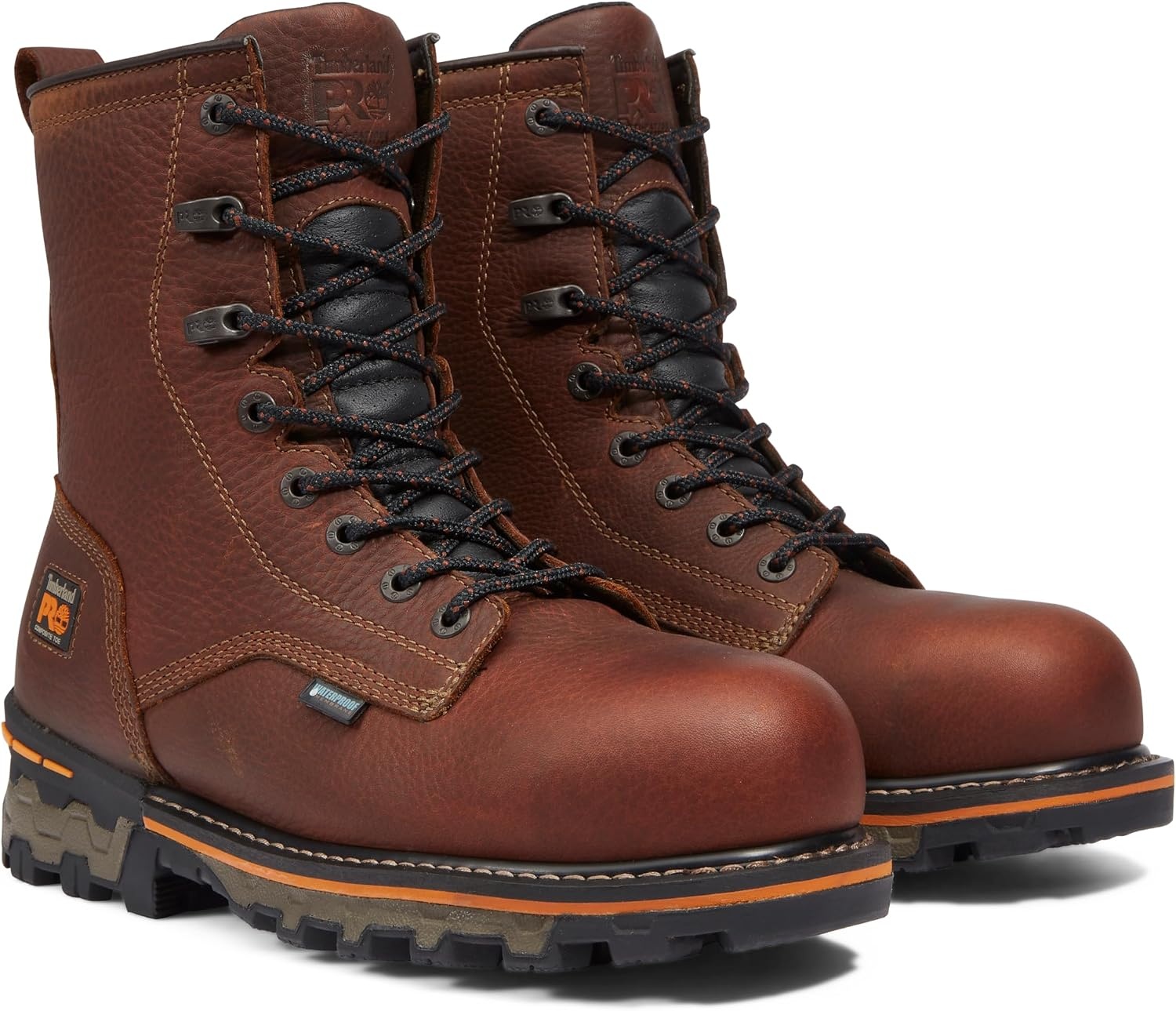 Timberland PRO Men’s Boondock 8 Inch Composite Safety Toe Waterproof Industrial Work Boot(Brown)