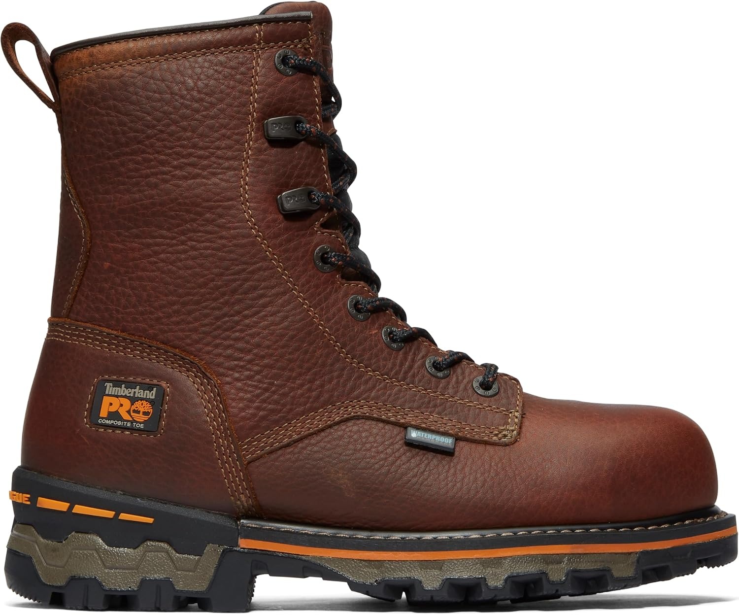Timberland PRO Men’s Boondock 8 Inch Composite Safety Toe Waterproof Industrial Work Boot(Brown)