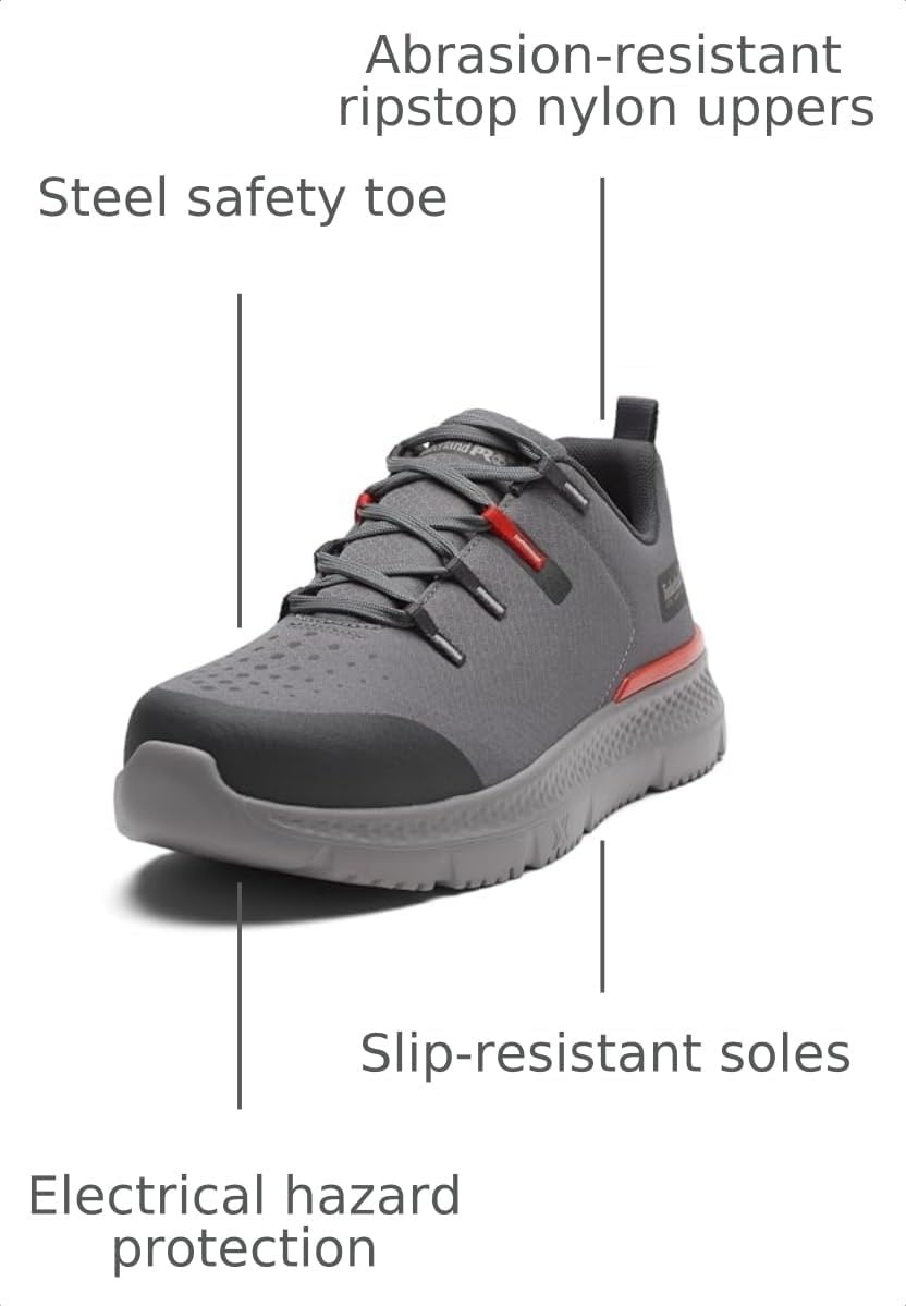 Timberland PRO Men’s Intercept Steel Safety Toe Industrial Athletic Work Shoe(Grey/Red)