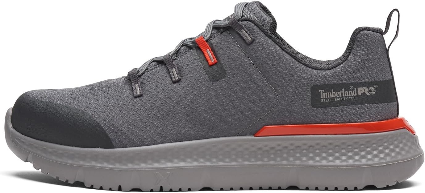 Timberland PRO Men’s Intercept Steel Safety Toe Industrial Athletic Work Shoe(Grey/Red)