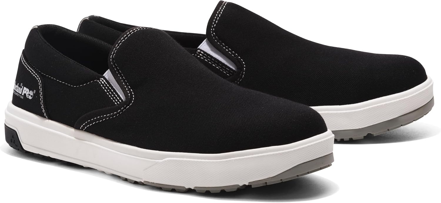 Timberland PRO Men’s Berkley Slip-on Composite Safety Toe Static Dissipative Industrial Casual Work Shoe(Black/White)