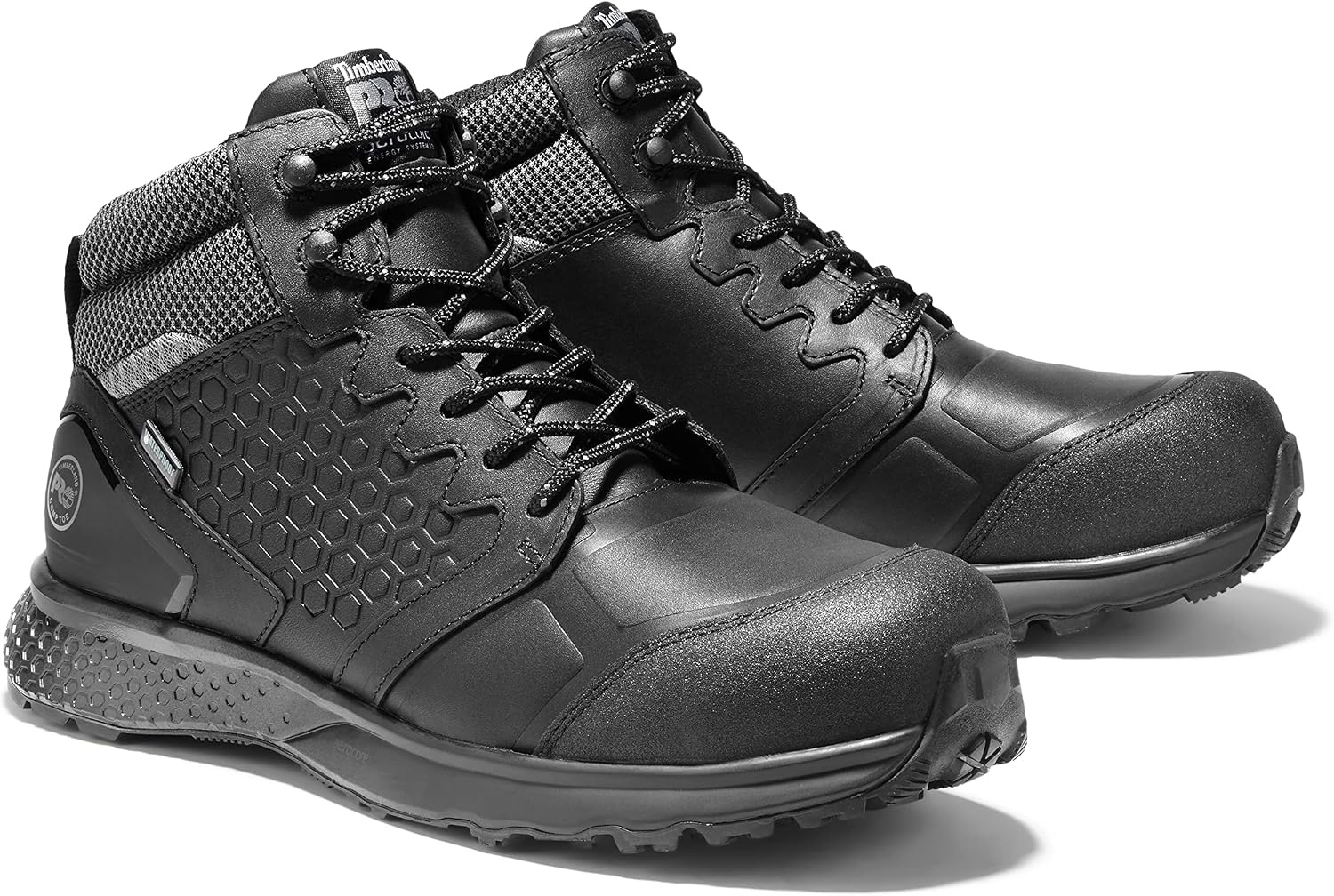Timberland PRO Men’s Reaxion Athletic Hiker Wateproof Composite Toe Work Boot(Black/Grey)