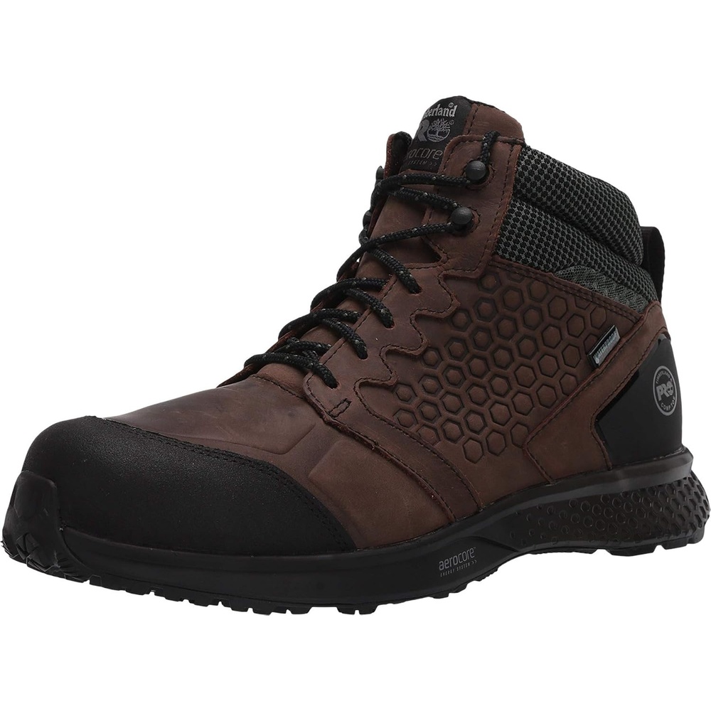 Timberland PRO Men’s Reaxion Athletic Hiker Wateproof Composite Toe Work Boot(Brown/Green V1)