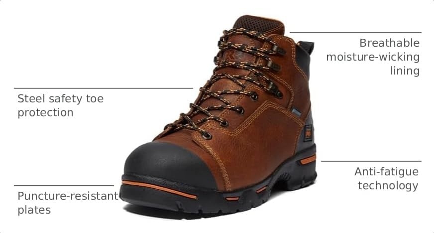 Timberland PRO Men’s Endurance 6 Inch Steel Safety Toe Puncture Resistant Waterproof Industrial Work Boot(Brown)