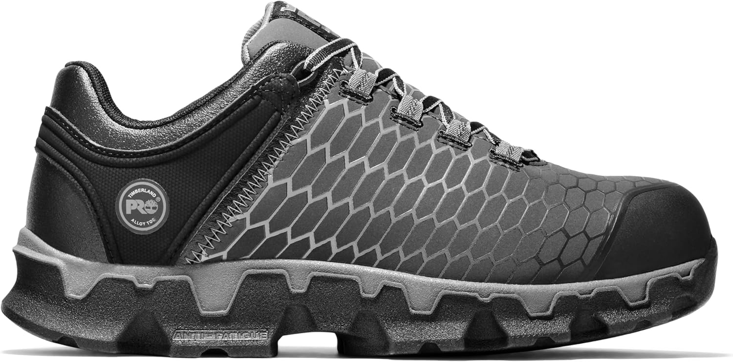 Timberland PRO Men’s Powertrain Sport Alloy Safety Toe Industrial Athletic Work Shoe, Black/Orange-2024 New, 10.5(Black Raptek)