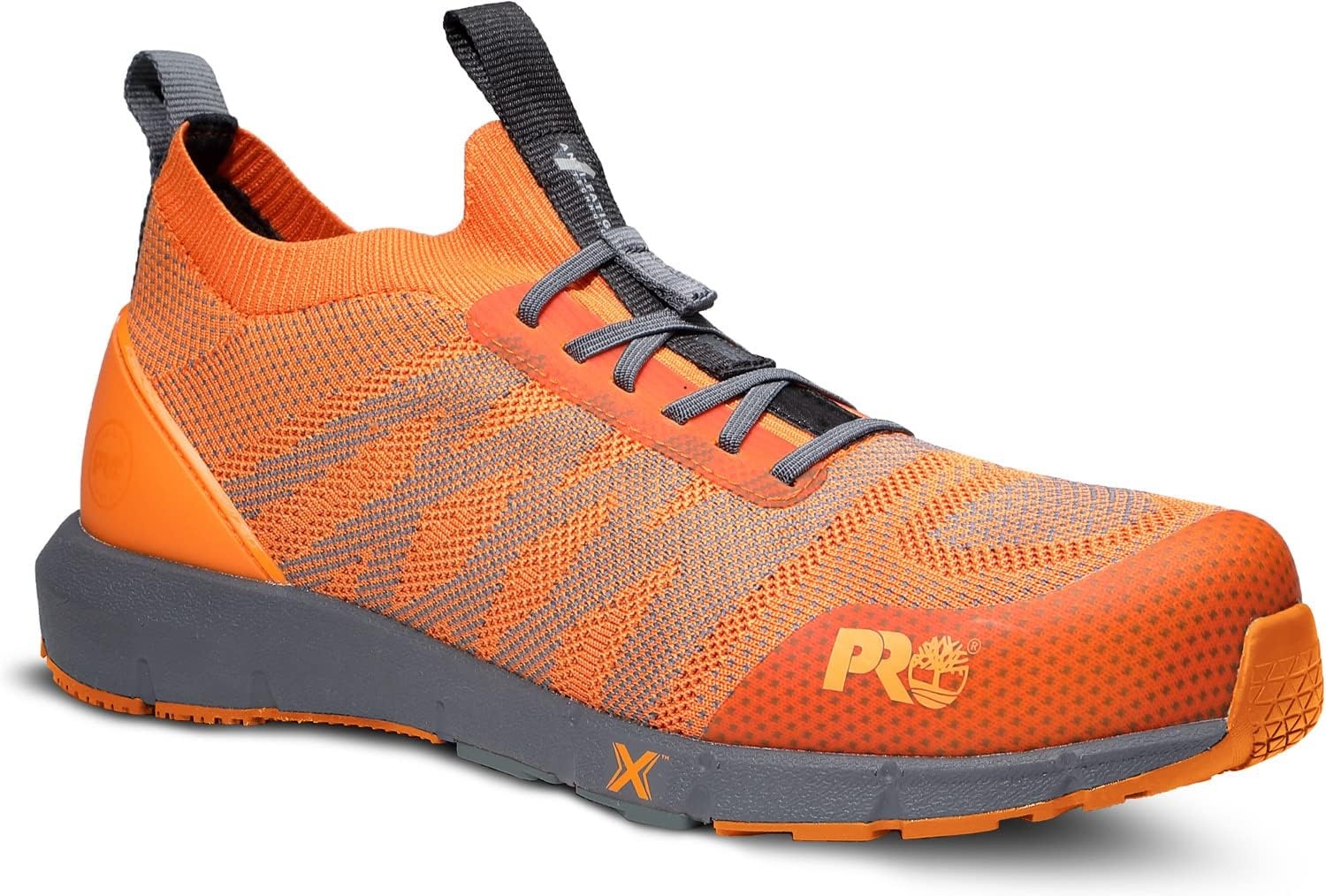 Timberland PRO Men’s Radius Knit Composite Safety Toe Work Sneaker, Electrical Hazard, Slip-Resistant(Orange/Grey)