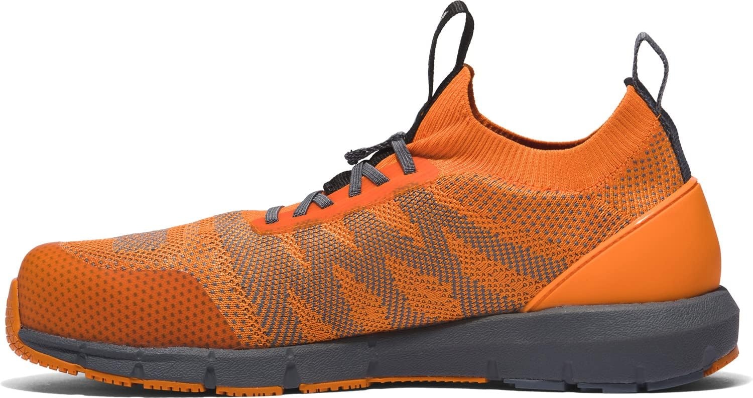 Timberland PRO Men’s Radius Knit Composite Safety Toe Work Sneaker, Electrical Hazard, Slip-Resistant(Orange/Grey)