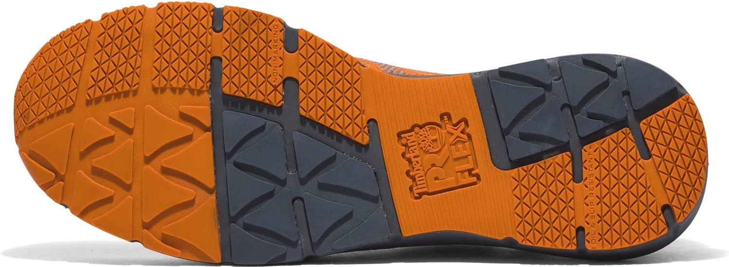 Timberland PRO Men’s Radius Knit Composite Safety Toe Work Sneaker, Electrical Hazard, Slip-Resistant(Orange/Grey)