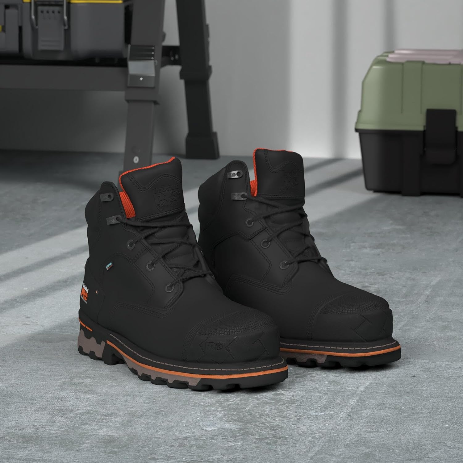 Timberland PRO Men’s Boondock 6 Inch Composite Safety Toe Waterproof Industrial Work Boot(Black V1)