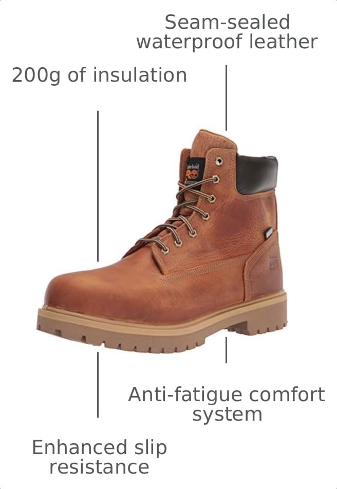 Timberland PRO Men’s Direct Attach 6 Inch Soft-toe Insulated Waterproof Industrial Work Boot(Marigold V1)