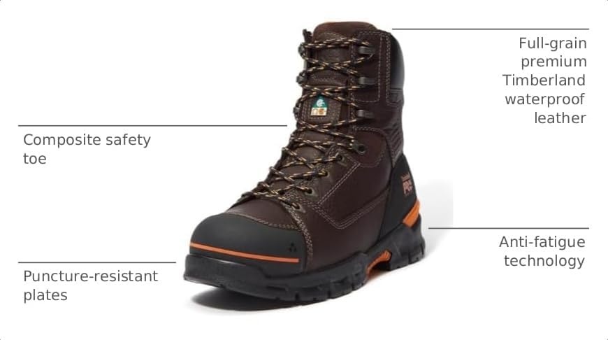 Timberland PRO Mens 8 Dark Brown Endurance EV CSA Comp Toe PR SR Boot(Dark Brown V1)