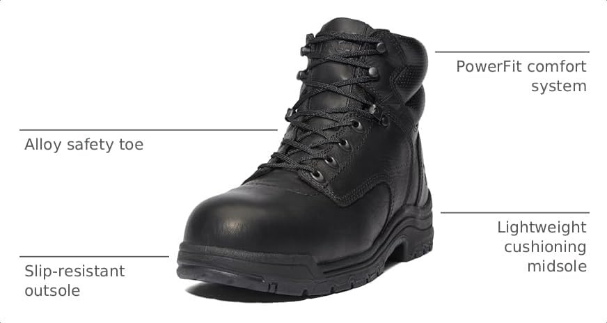 Timberland PRO Mens Titan 6 Inch Alloy Safety Toe Industrial Work Boot(Black)