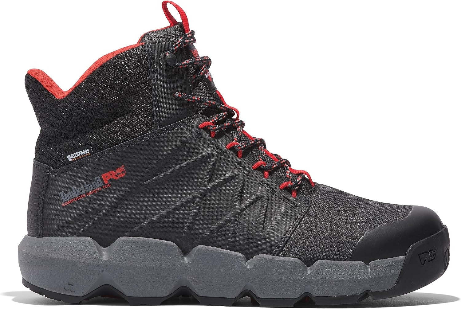Timberland PRO Men’s Morphix 6″ Composite Safety Toe Waterproof(Black/Red-2024 New)
