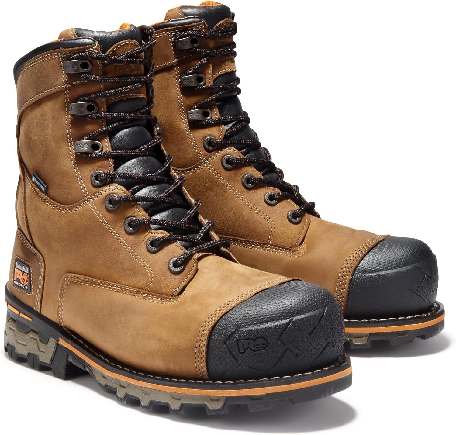 Timberland PRO Men’s Boondock 8 Inch Composite Safety Toe Waterproof Work Boots(Brown)