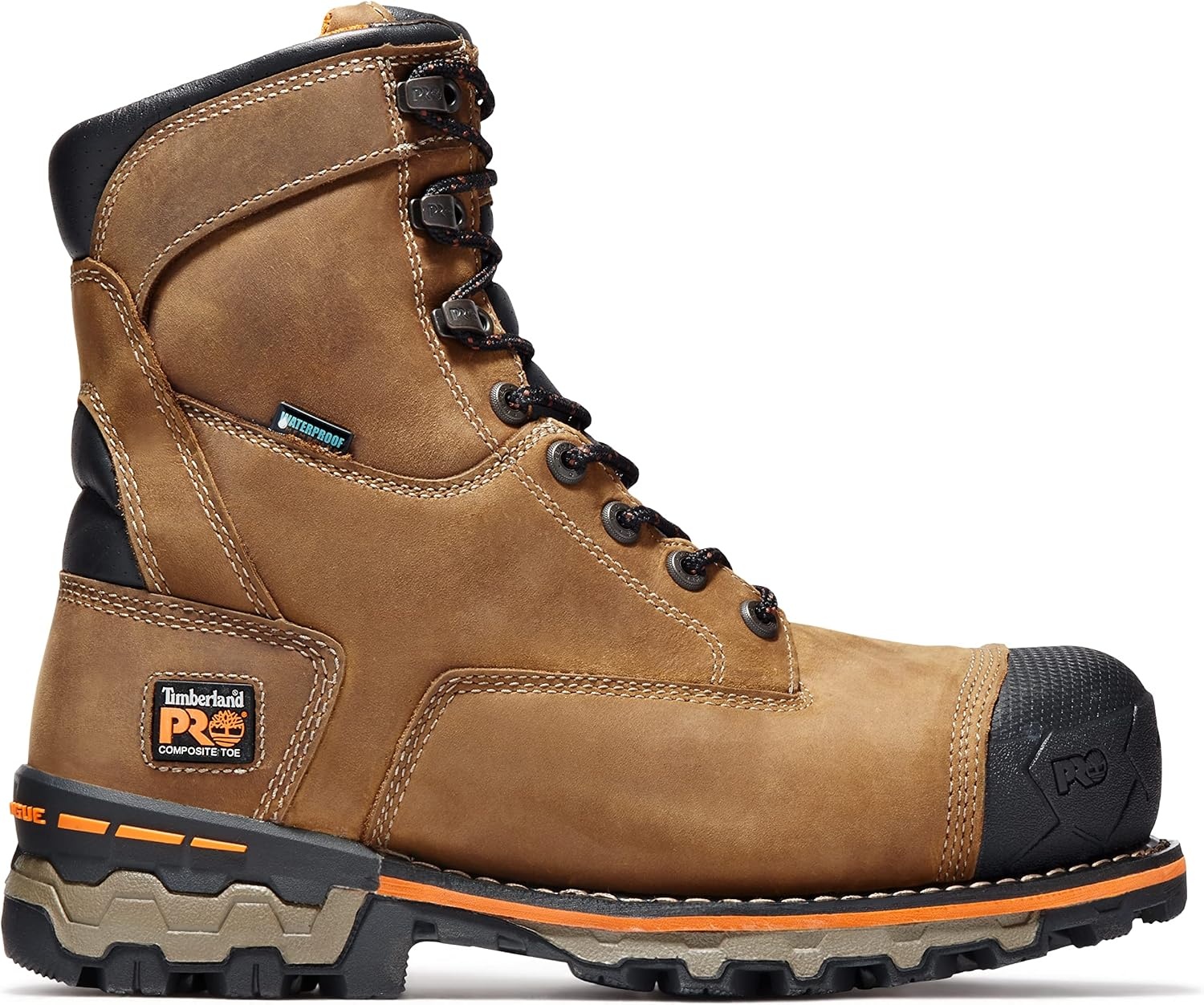 Timberland PRO Men’s Boondock 8 Inch Composite Safety Toe Waterproof Work Boots(Brown)