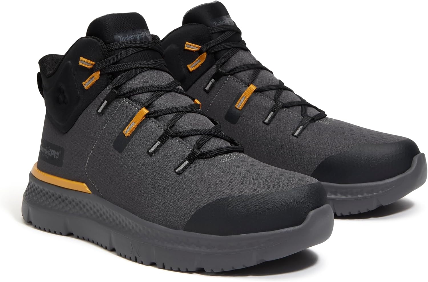 Timberland PRO Men’s Intercept Mid Steel Safety Toe Shoes(Dark Grey/Yellow V1)