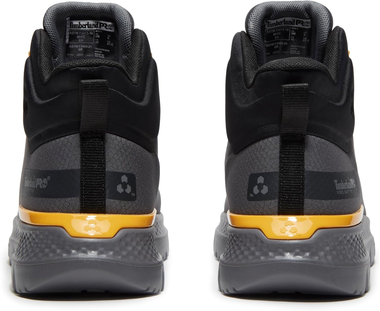 Timberland PRO Men’s Intercept Mid Steel Safety Toe Shoes(Dark Grey/Yellow V1)