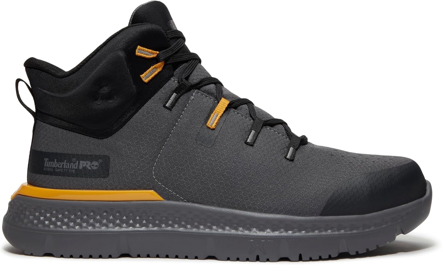Timberland PRO Men’s Intercept Mid Steel Safety Toe Shoes(Dark Grey/Yellow V1)