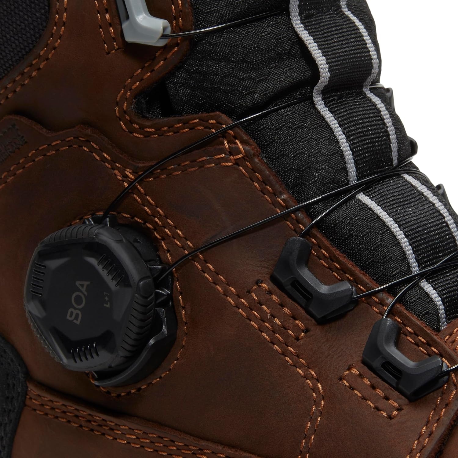 Timberland PRO Men’s Boondock Ultralight Boa 8 Inch Composite Safety Toe Waterproof Industrial Work Boot(Medium Brown Full Grain/Grey)