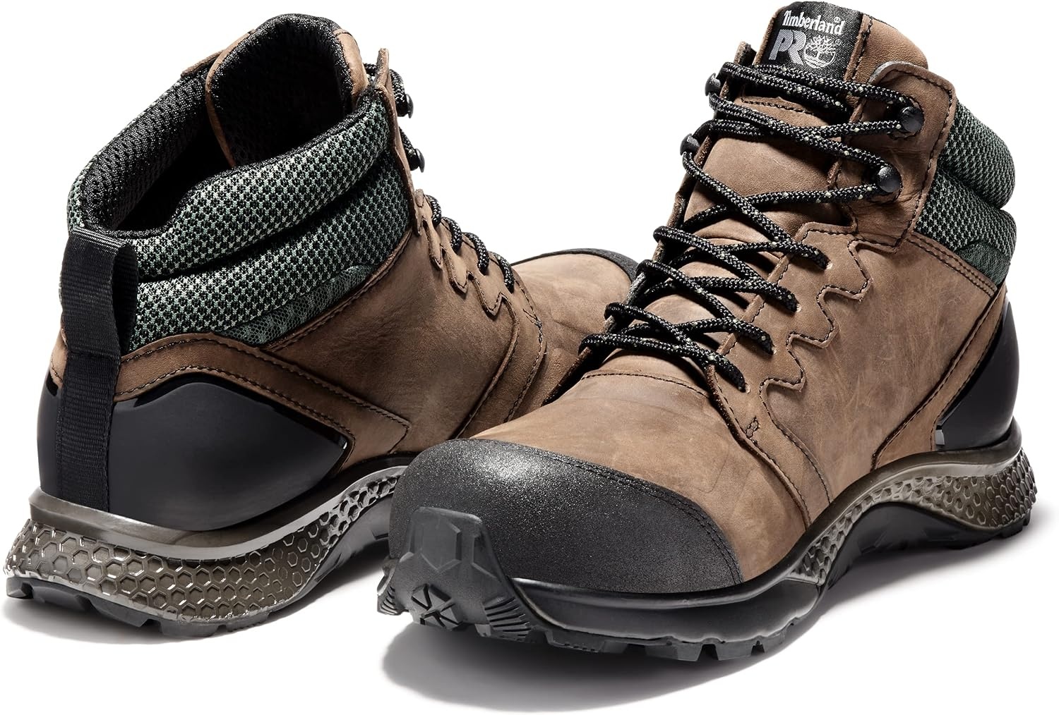 Timberland PRO Men’s Reaxion Athletic Hiker Wateproof Composite Toe Work Boot(Brown/Green)