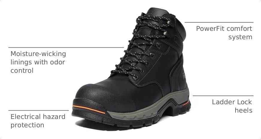 Timberland PRO Men’s 6 Inch Stockdale Grip Max Alloy Toe Work and Hunt Boot(Black Raptek-2024 New)