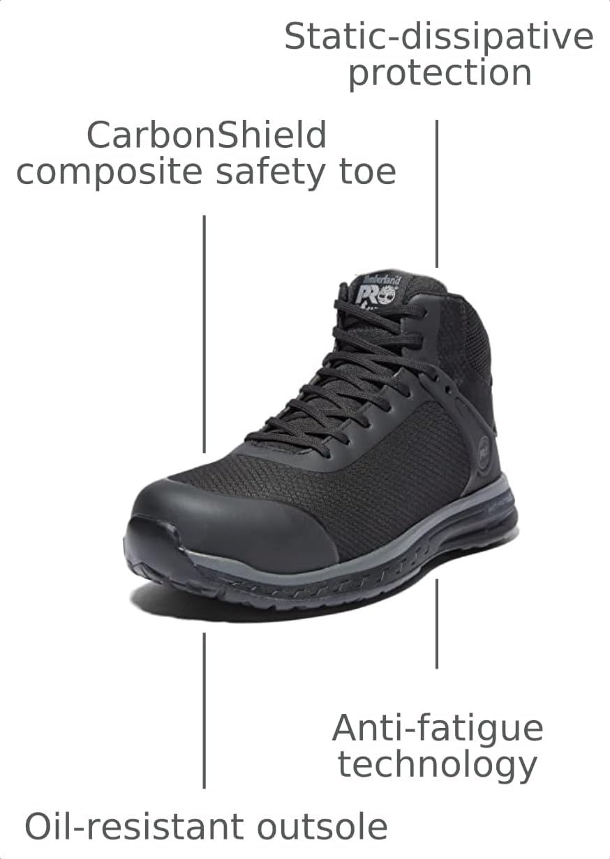 Timberland PRO Men’s Drivetrain Mid Composite Safety Work Shoes(Black)