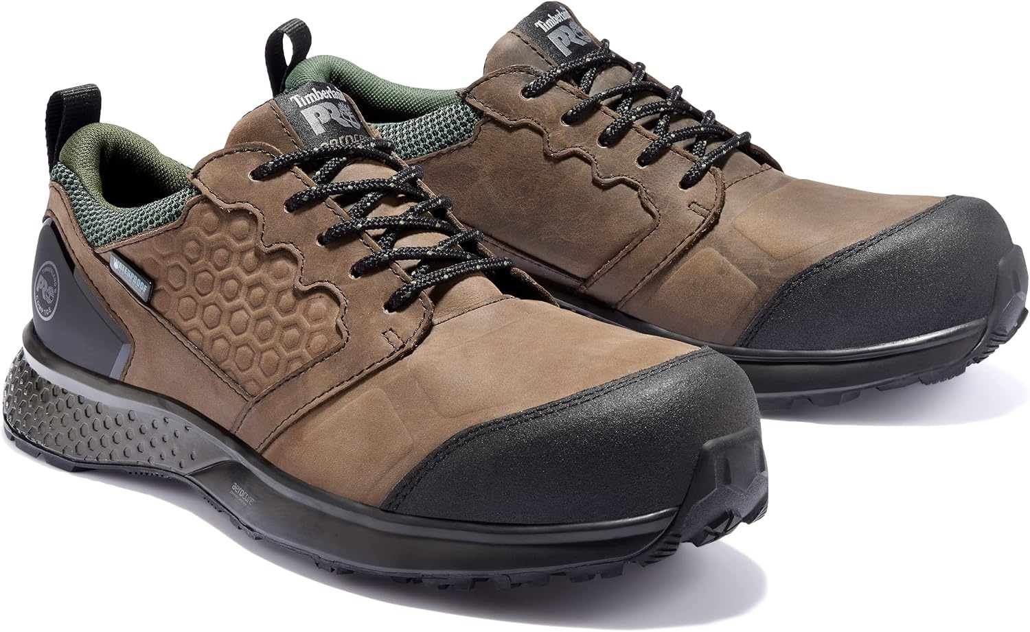 Timberland PRO Men’s Reaxion Composite Safety Toe Waterproof Industrial Hiker Work Shoe(Brown/Green)