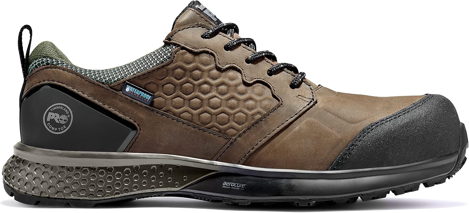 Timberland PRO Men’s Reaxion Composite Safety Toe Waterproof Industrial Hiker Work Shoe(Brown/Green)