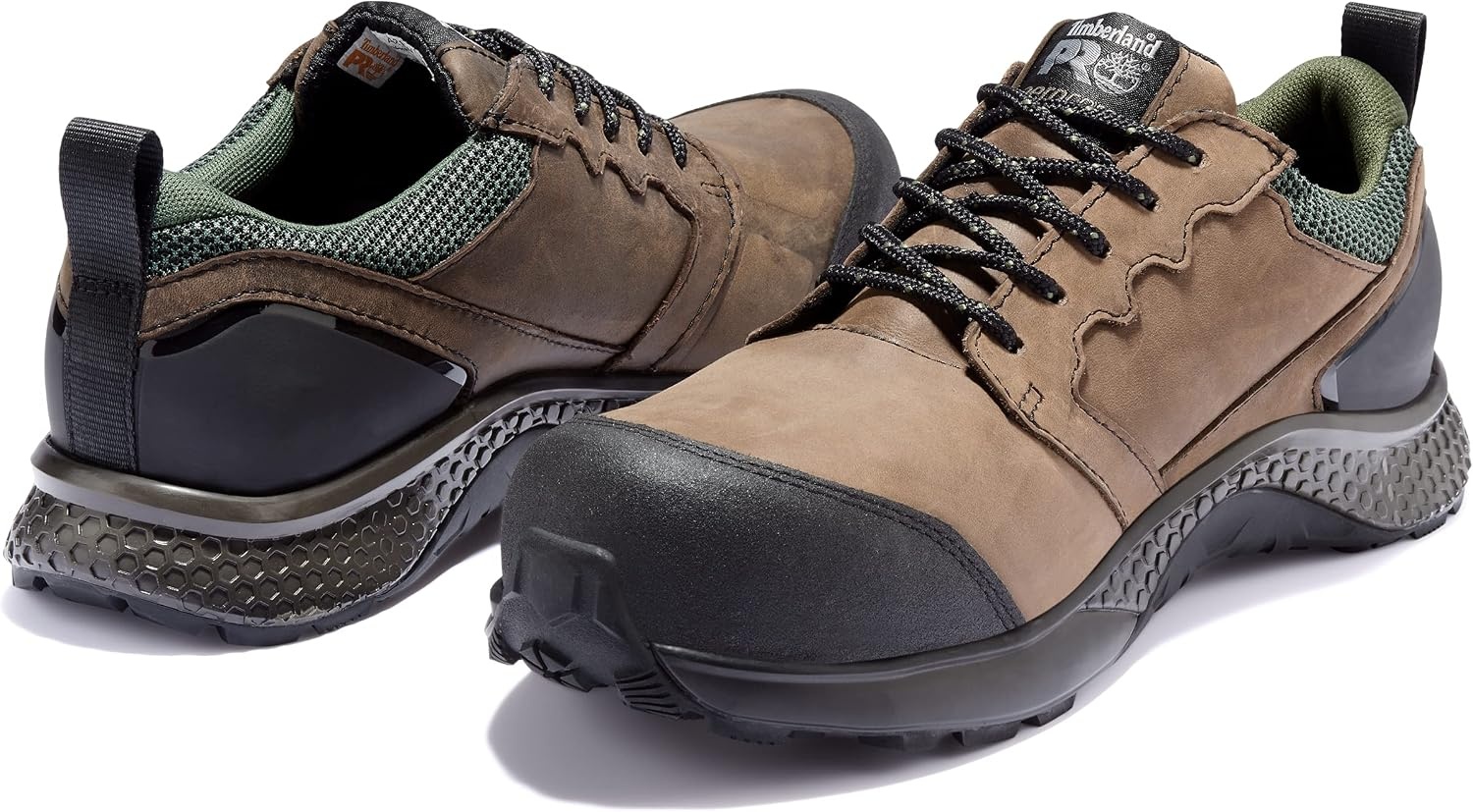 Timberland PRO Men’s Reaxion Composite Safety Toe Waterproof Industrial Hiker Work Shoe(Brown/Green)